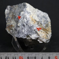 自然銀と濃紅銀鉱・Native Silver&Pyragyrite [輝銀鉱他を伴う]