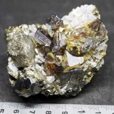 閃亜鉛鉱[鼈甲]と黄銅鉱・Sphalerite&Chalcopyrite